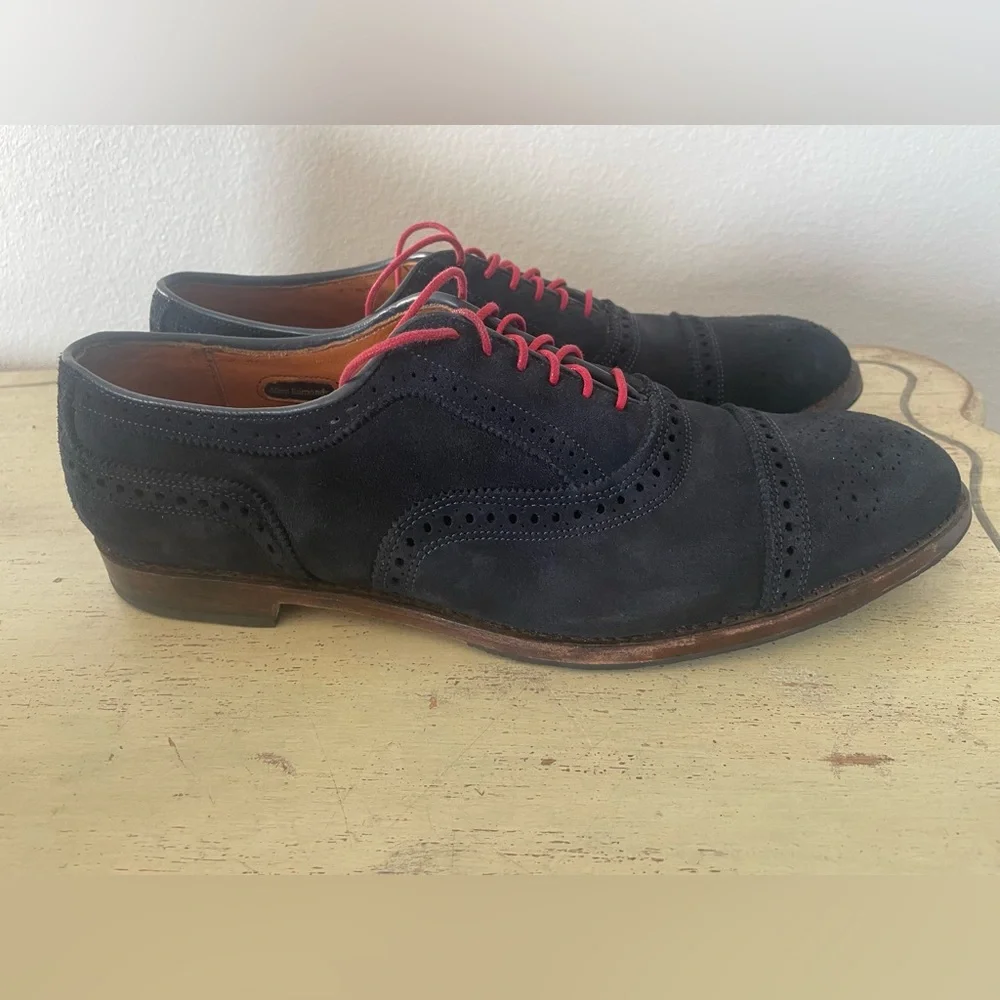Allen Edmonds Made in‎ USA Strand Suede Cap Toe Oxford in Navy Size 13 E $450